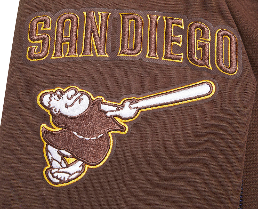 San Diego Padres Pro Standard Classic Chenille Dk Fz Po Hoodie Brown