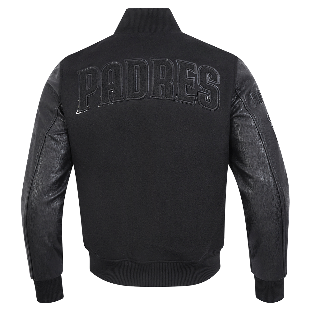 San Diego Padres Pro Standard Triple Black Wool Varsity Jacket Triple Black