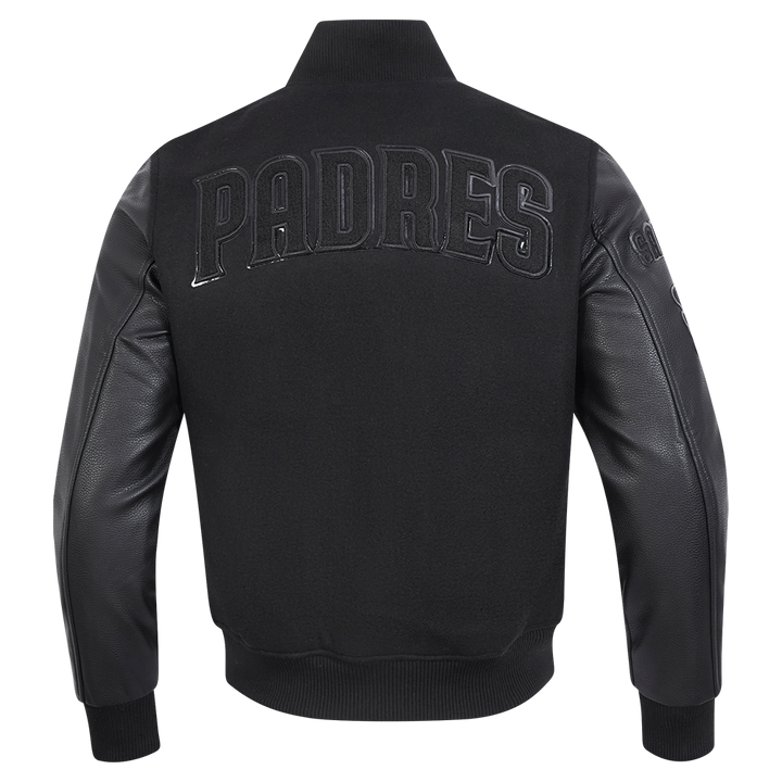 San Diego Padres Pro Standard Triple Black Wool Varsity Jacket Triple Black