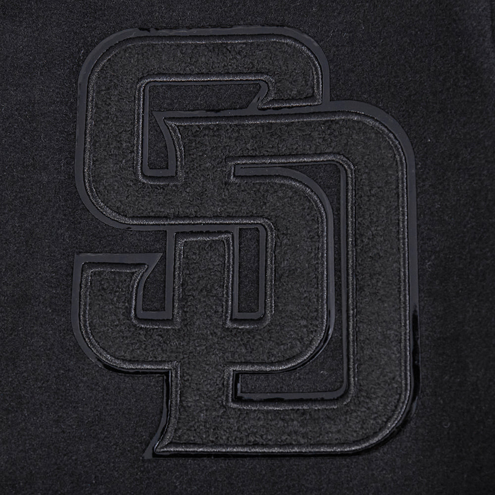 San Diego Padres Pro Standard Triple Black Wool Varsity Jacket Triple Black