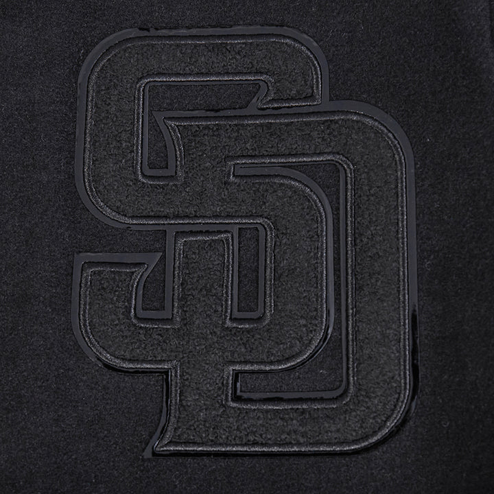 San Diego Padres Pro Standard Triple Black Wool Varsity Jacket Triple Black
