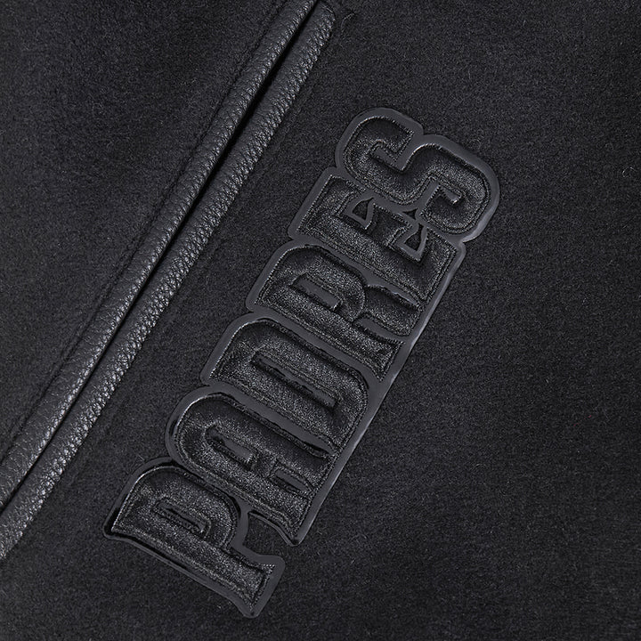 San Diego Padres Pro Standard Triple Black Wool Varsity Jacket Triple Black
