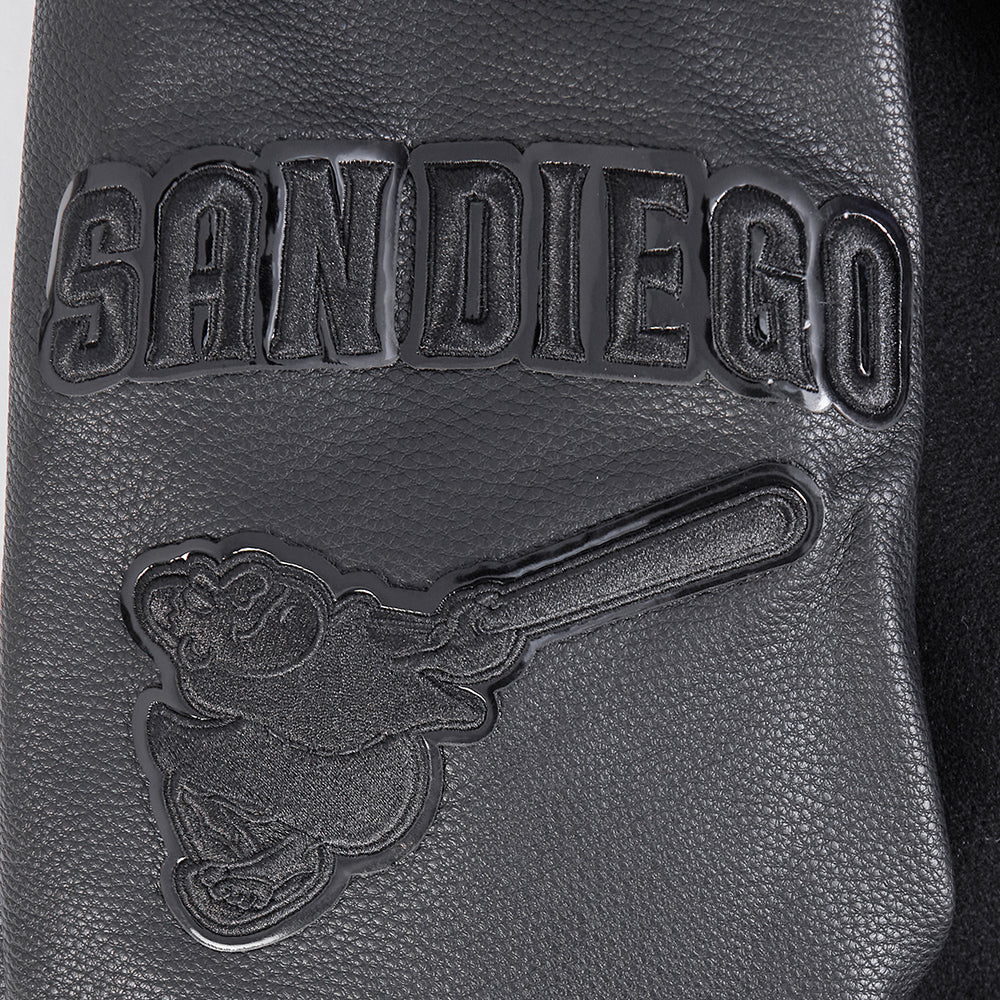 San Diego Padres Pro Standard Triple Black Wool Varsity Jacket Triple Black