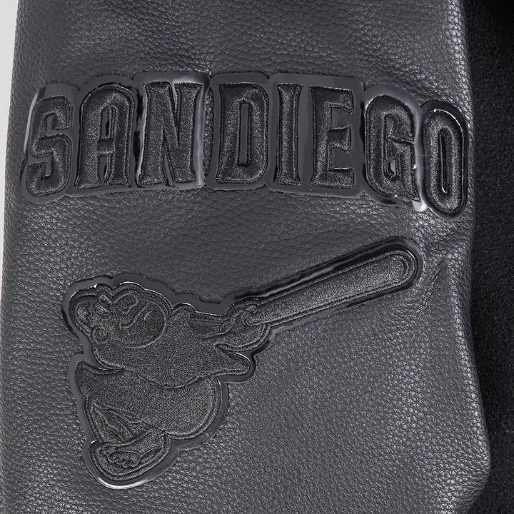 San Diego Padres Pro Standard Triple Black Wool Varsity Jacket Triple Black