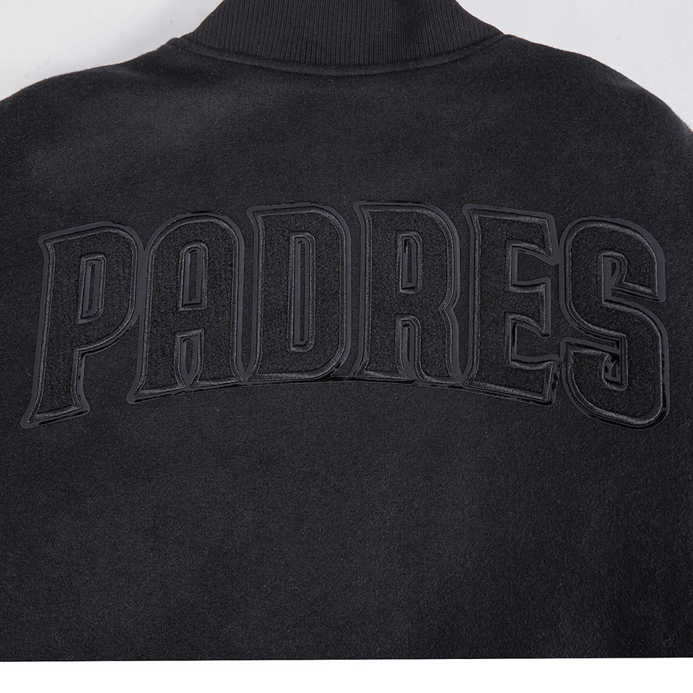 San Diego Padres Pro Standard Triple Black Wool Varsity Jacket Triple Black