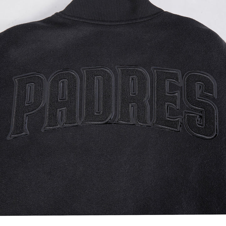 San Diego Padres Pro Standard Triple Black Wool Varsity Jacket Triple Black