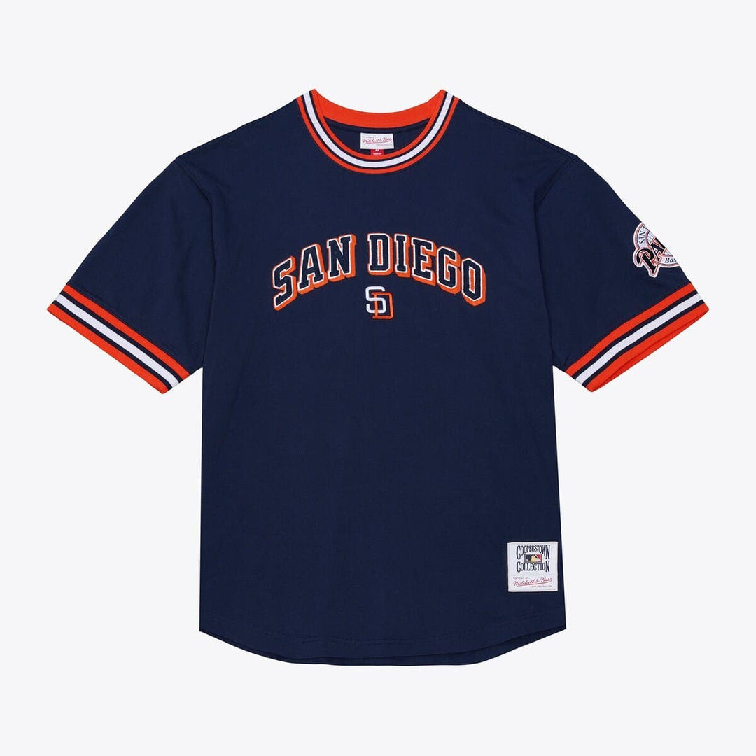 San Diego Padres Mitchell & Ness navy Wild Pitch ringer T-shirt, front view