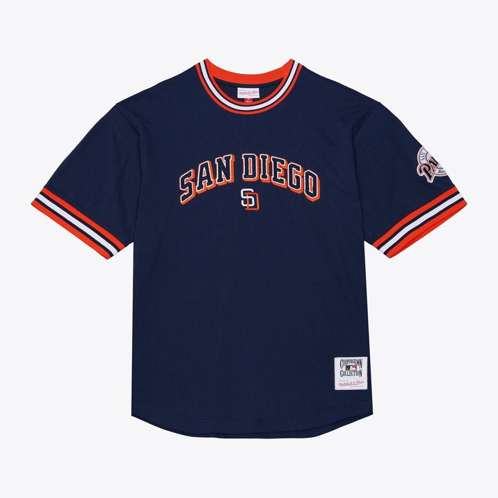 San Diego Padres Mitchell & Ness navy Wild Pitch ringer T-shirt, front view