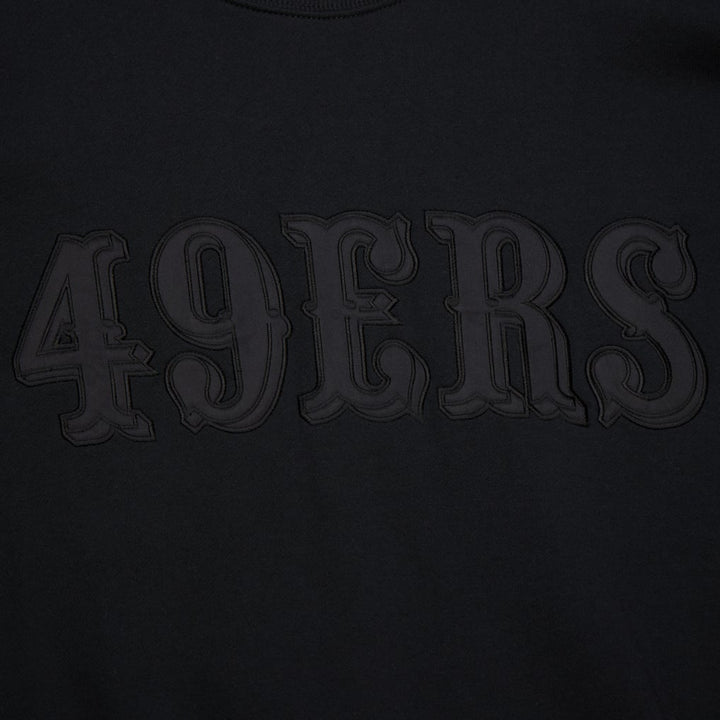 San Francisco 49ers Mitchell & Ness black Satin Stripes Vintage Fleece crewneck sweatshirt, manufacturer gallery image 3