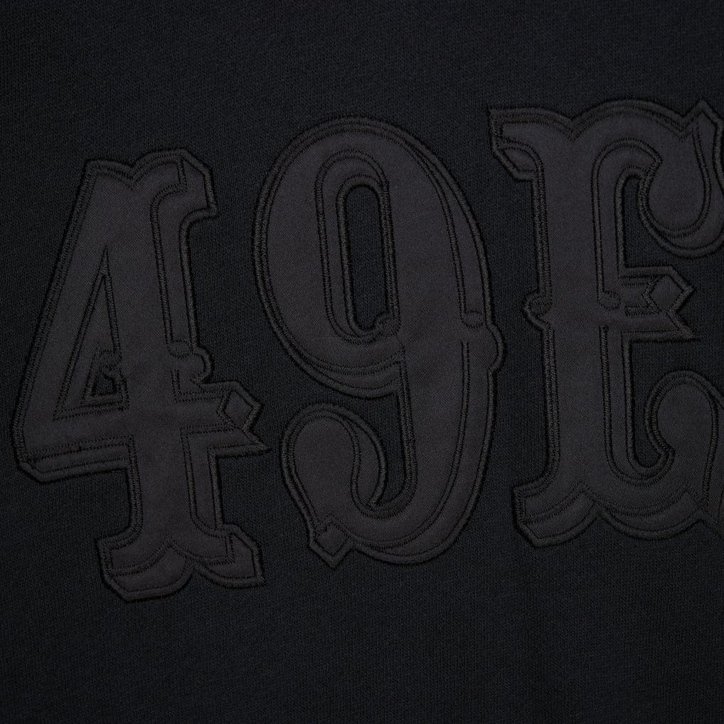San Francisco 49ers Mitchell & Ness black Satin Stripes Vintage Fleece crewneck sweatshirt, manufacturer gallery image 4