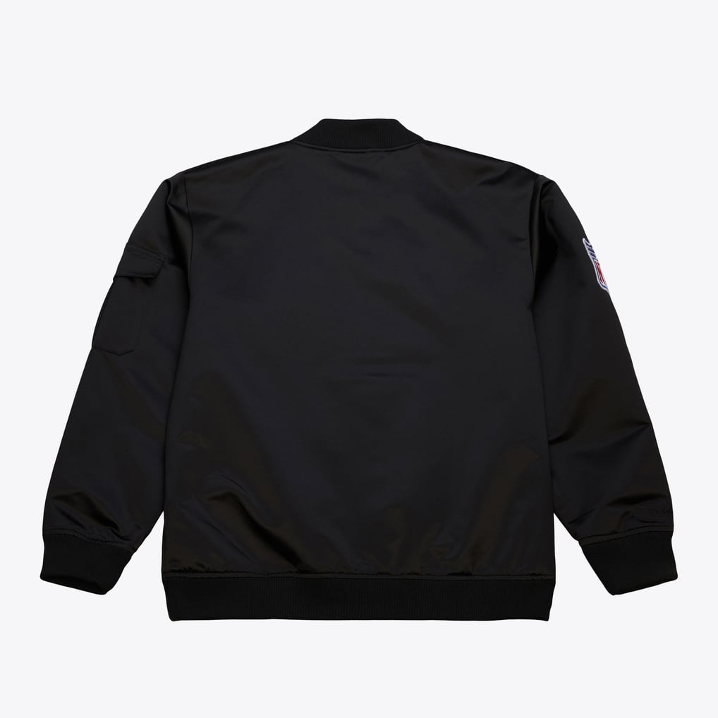 San Francisco 49ers Mitchell & Ness black Team Leader satin bomber jacket, manufacturer gallery image 2