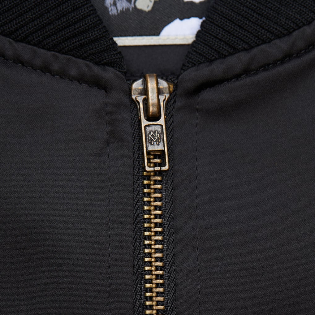 San Francisco 49ers Mitchell & Ness black Team Leader satin bomber jacket, manufacturer gallery image 6