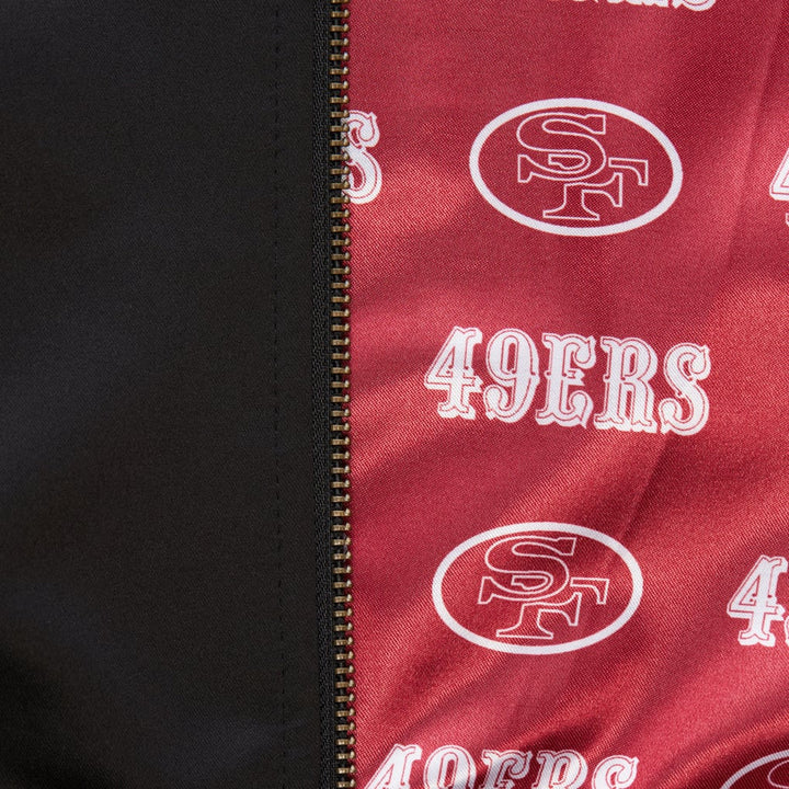 San Francisco 49ers Mitchell & Ness black Team Leader satin bomber jacket, manufacturer gallery image 7