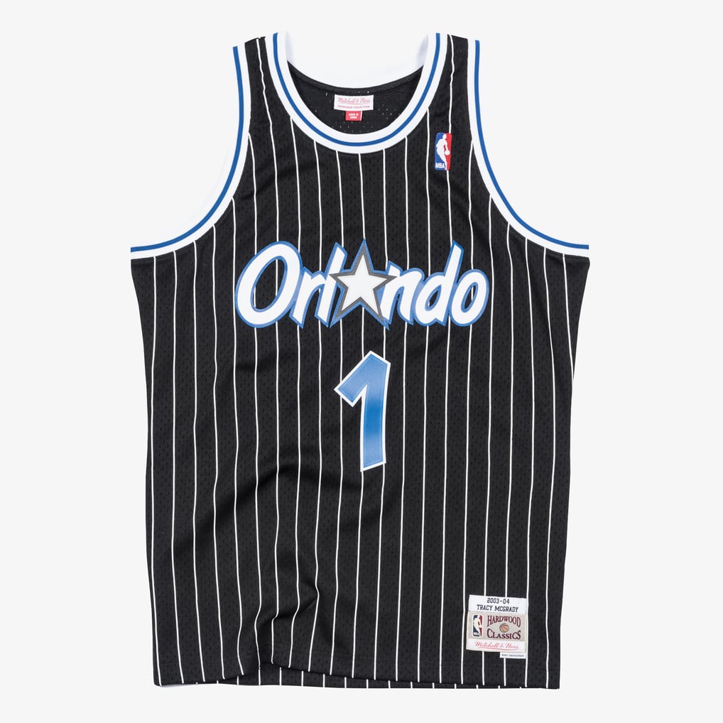 Orlando Magic Mitchell & Ness Tracy McGrady 2003-04 black Swingman jersey, front view