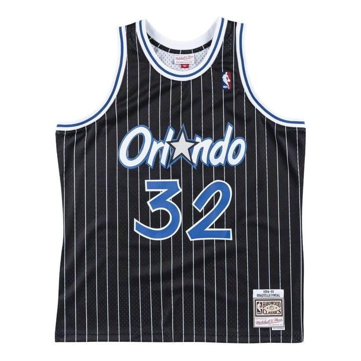 Orlando Magic Mitchell & Ness Shaquille O'Neal 1994–95 black Swingman jersey, front view