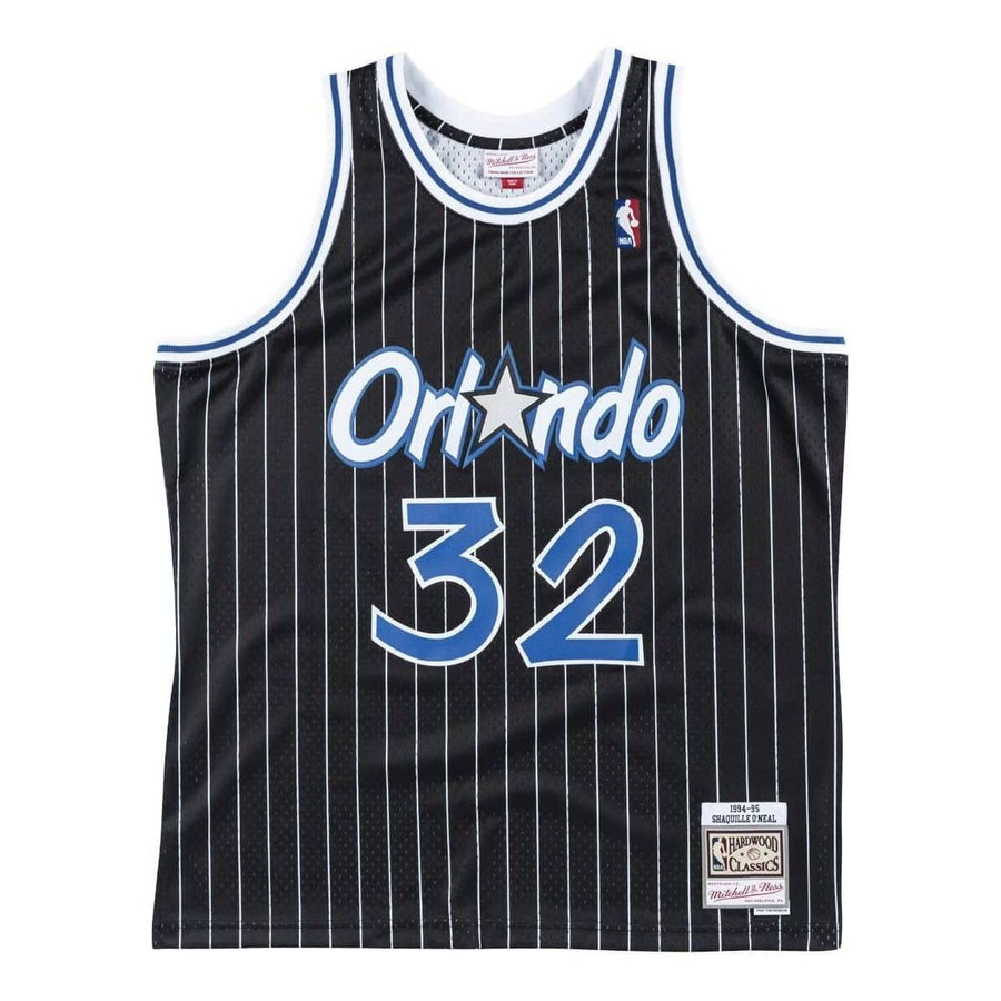 Orlando Magic Mitchell & Ness Shaquille O'Neal 1994–95 black Swingman jersey, front view
