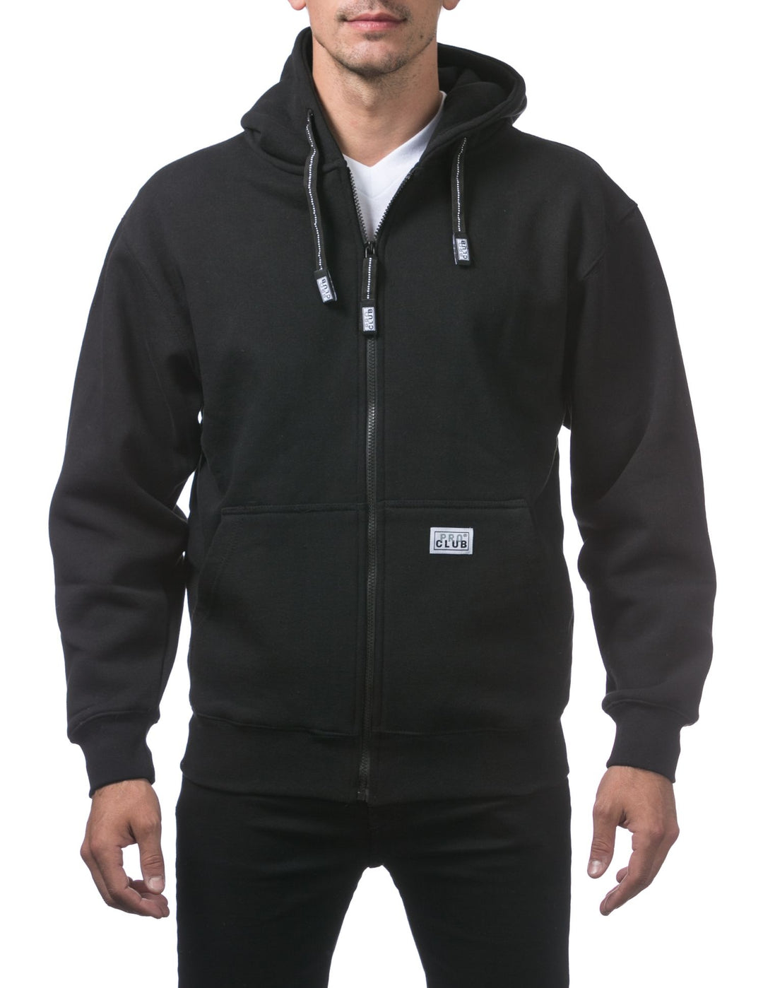 Pro Club Men's Heavyweight Full Zip Fleece Hoodie Black