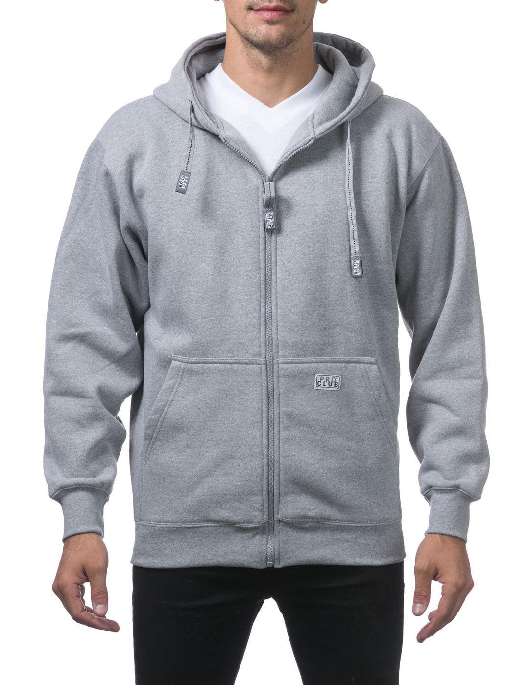 Pro Club Men's Heavyweight Full Zip Fleece Hoodie Heather Gray