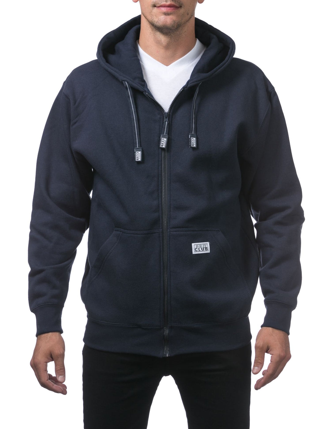 Pro Club Men's Heavyweight Full Zip Fleece Hoodie Heather Navy