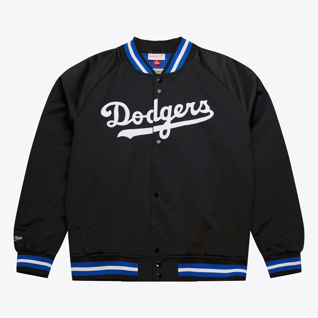 Men's Black Los Angeles Dodgers Mitchell & Ness Cooperstown Collection Lightweight Satin Full-Snap Jacket