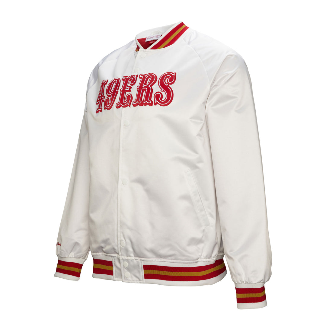 Men's White San Francisco 49ers Mitchell & Ness Lightweight Satin Raglan Full-Snap Jacket