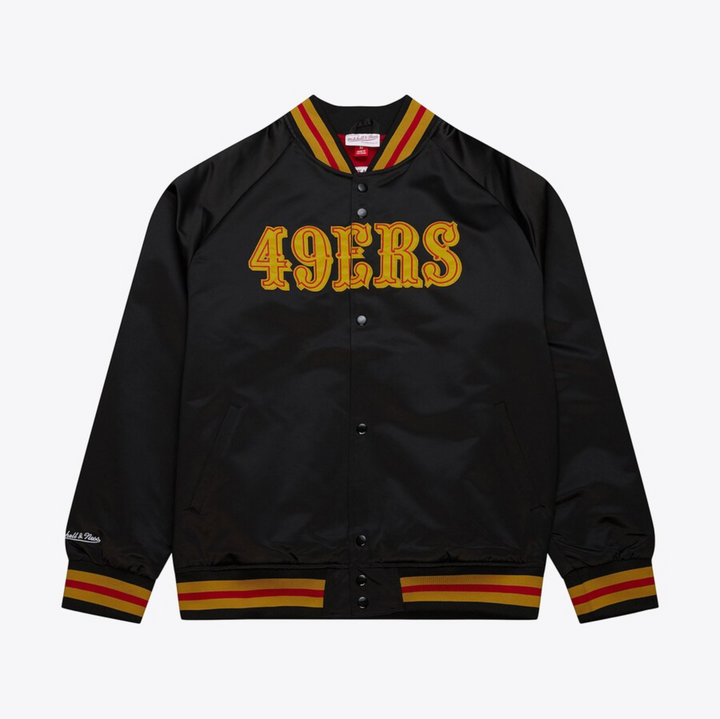 Men's Black San Francisco 49ers Mitchell & Ness Lightweight Satin Raglan Full-Snap Jacket