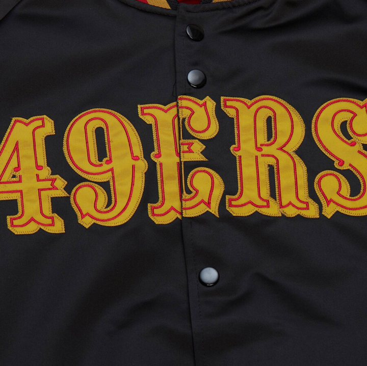 Men's Black San Francisco 49ers Mitchell & Ness Lightweight Satin Raglan Full-Snap Jacket