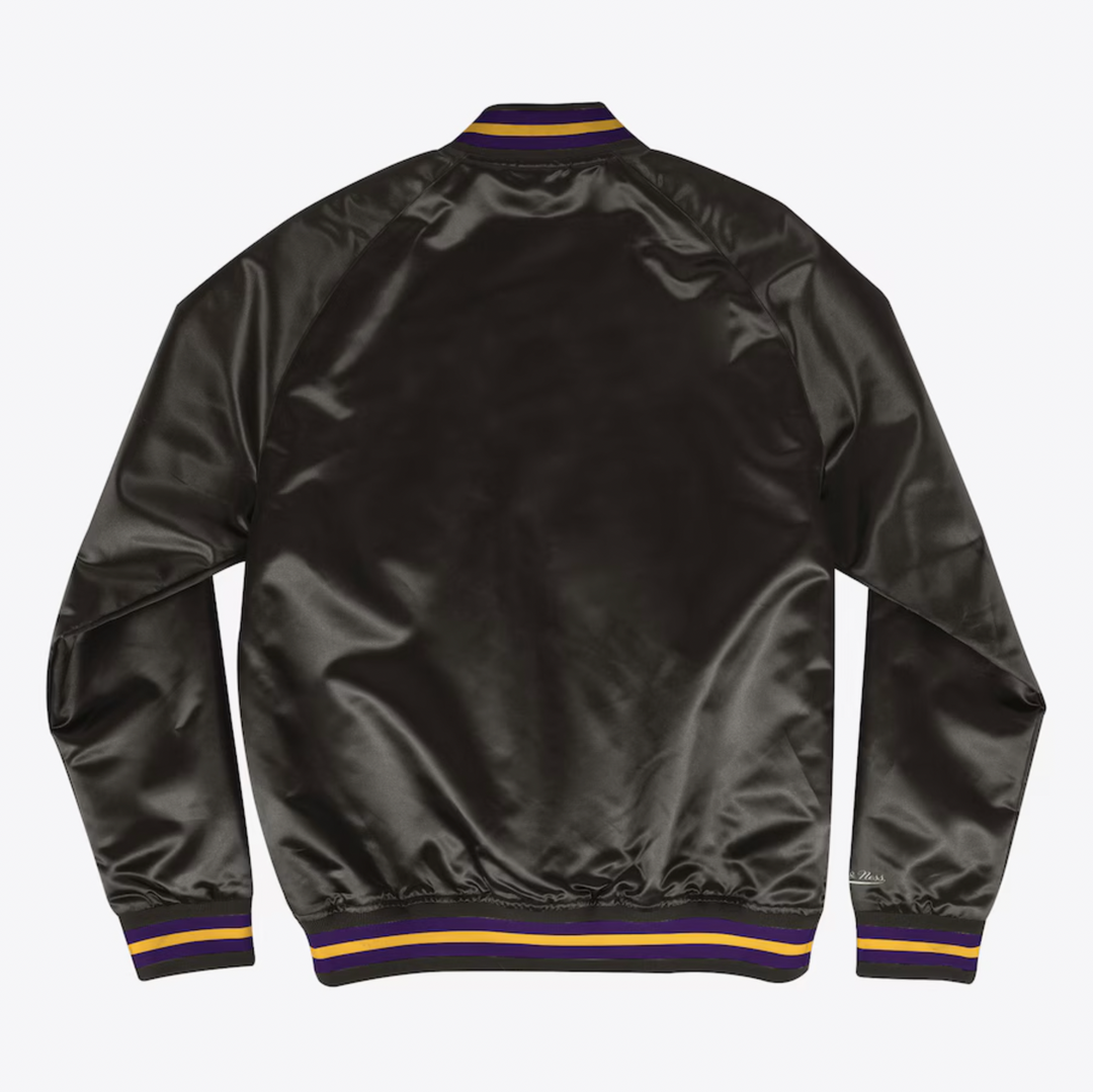 Men's Los Angeles Lakers Mitchell & Ness Hardwood Classics Throwback Wordmark Raglan Satin Full-Snap Jacket