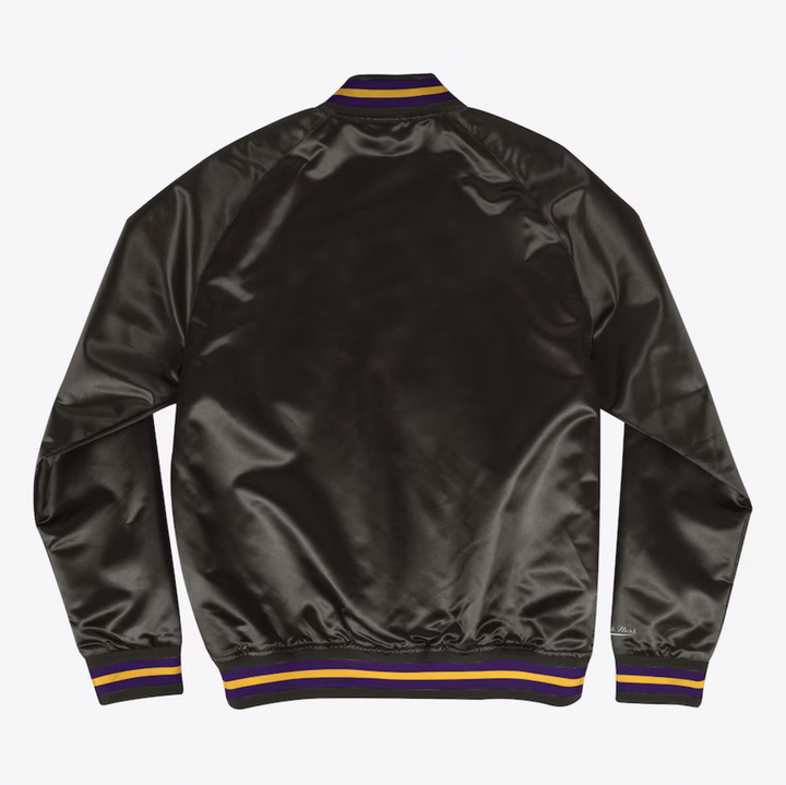Men's Los Angeles Lakers Mitchell & Ness Hardwood Classics Throwback Wordmark Raglan Satin Full-Snap Jacket