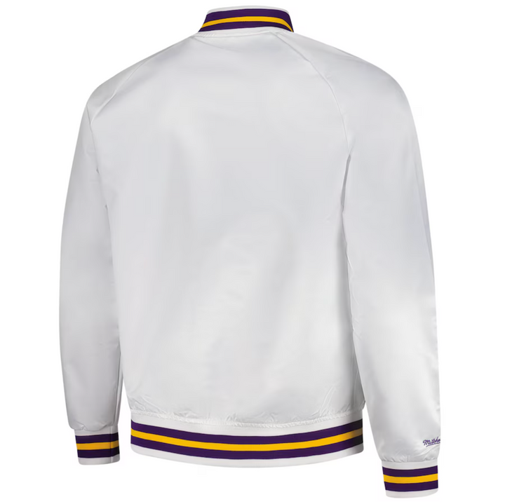 Men's Los Angeles Lakers Mitchell & Ness Hardwood Classics Throwback Wordmark Raglan Satin Full-Snap Jacket