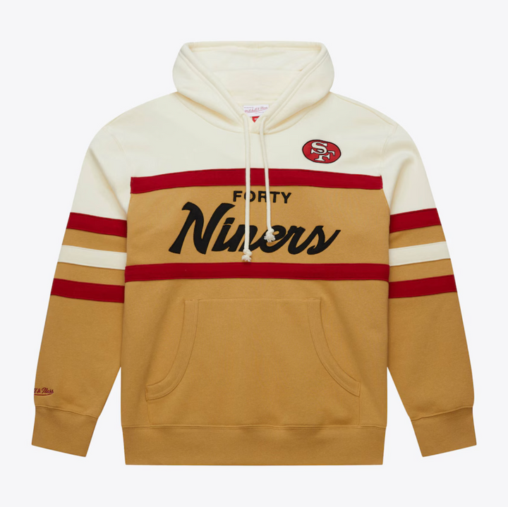 Men's Tan San Francisco 49ers Mitchell & Ness Head Coach Fleece Pullover Hoodie