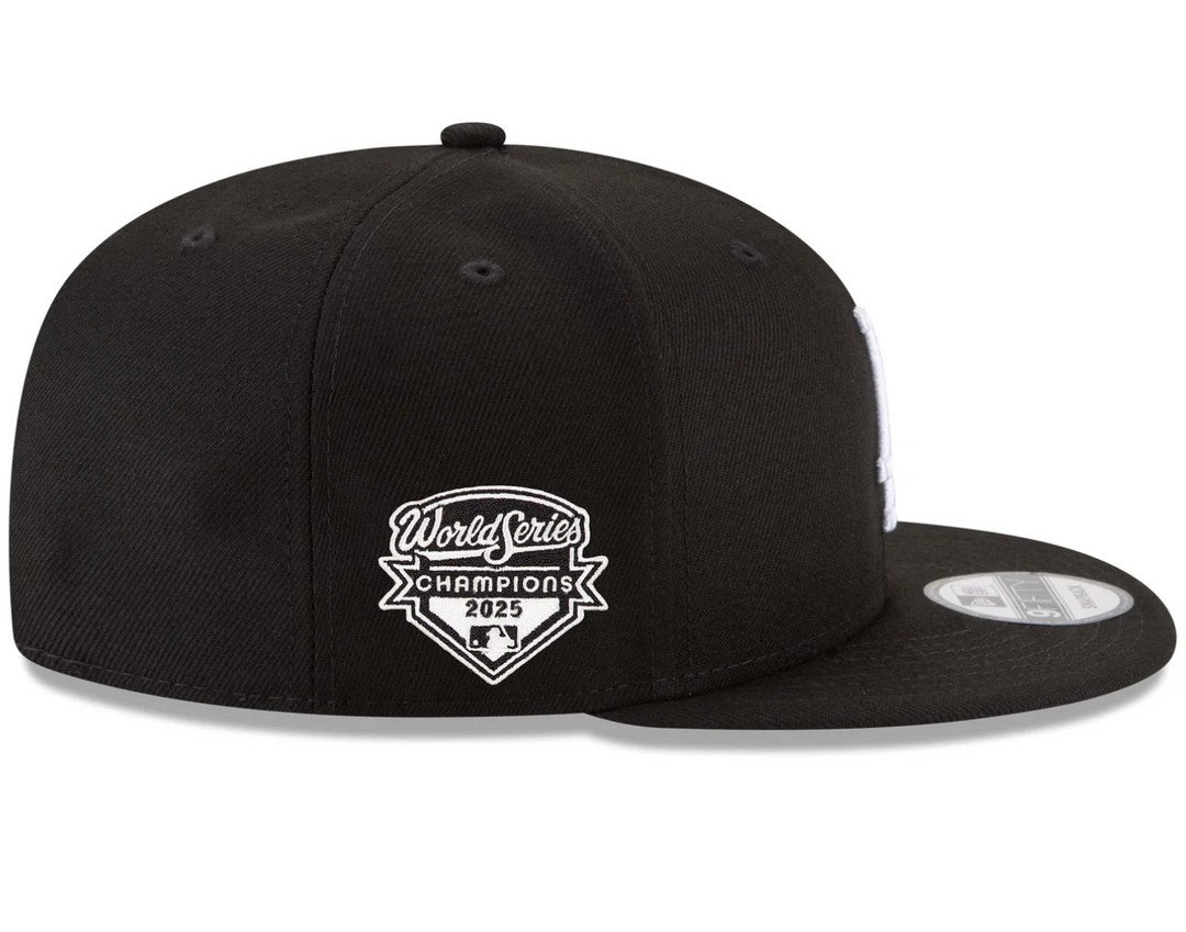 Los Angeles Dodgers New Era 2025 World Series Side Patch 9FIFTY Snapback Hat - Black/White