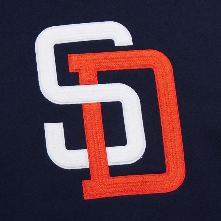 Men's Navy San Diego Padres Mitchell & Ness Chainstitch Vintage Logo Pullover Hoodie