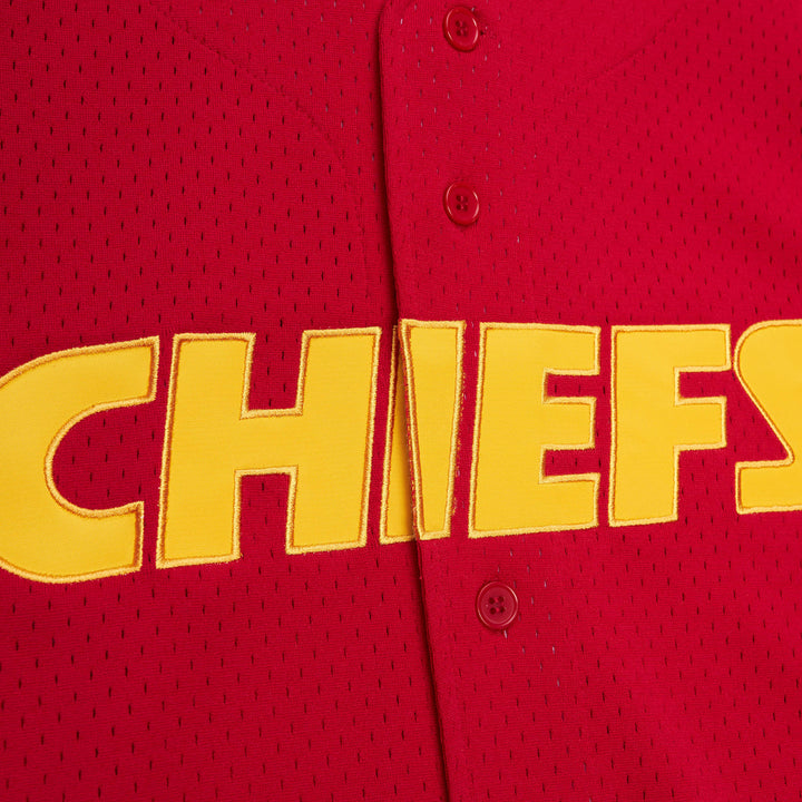 Kansas City Chiefs Mitchell & Ness Red Jersey On The Clock Mesh Button Front
