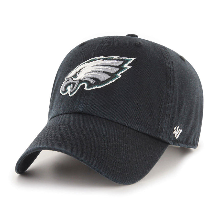 Philadelphia Eagles 47 Brand Clean Up Adjustable Hat — Black — front view