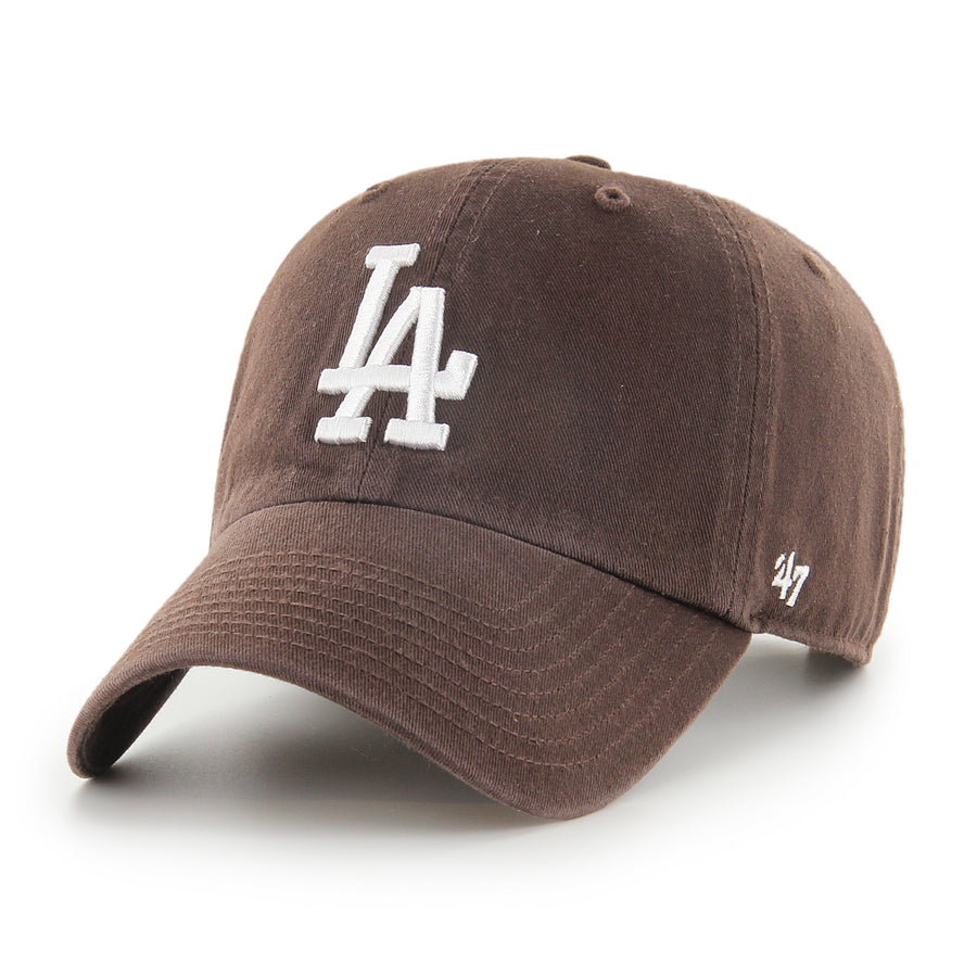 Los Angeles Dodgers 47 Brand Clean Up Adjustable Hat — Brown/White — front