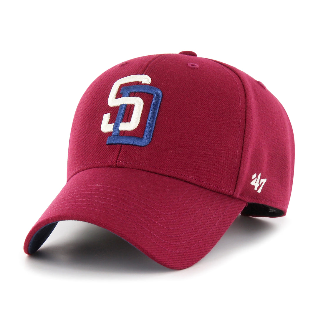 San Diego Padres 47 Brand Cooperstown MVP Snapback — Cardinal — front