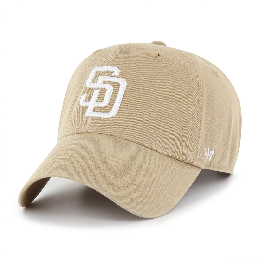 San Diego Padres 47 Brand Clean Up Adjustable Hat — Khaki/White front view