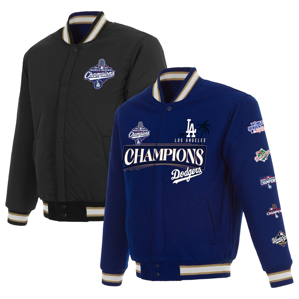 Los Angeles Dodgers JH Design 2025 World Series Champions Reversible Wool Full-Snap Jacket - Royal/Black