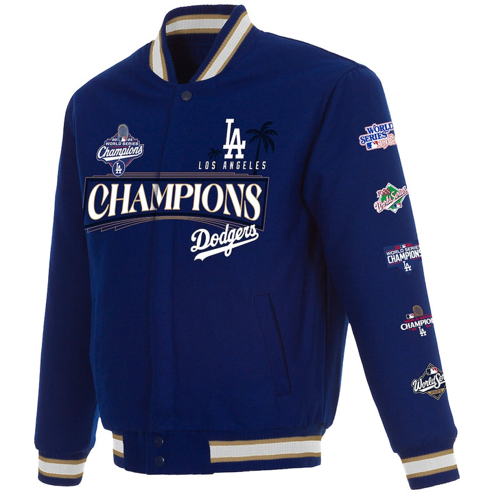 Los Angeles Dodgers JH Design 2025 World Series Champions Reversible Wool Full-Snap Jacket - Royal/Black