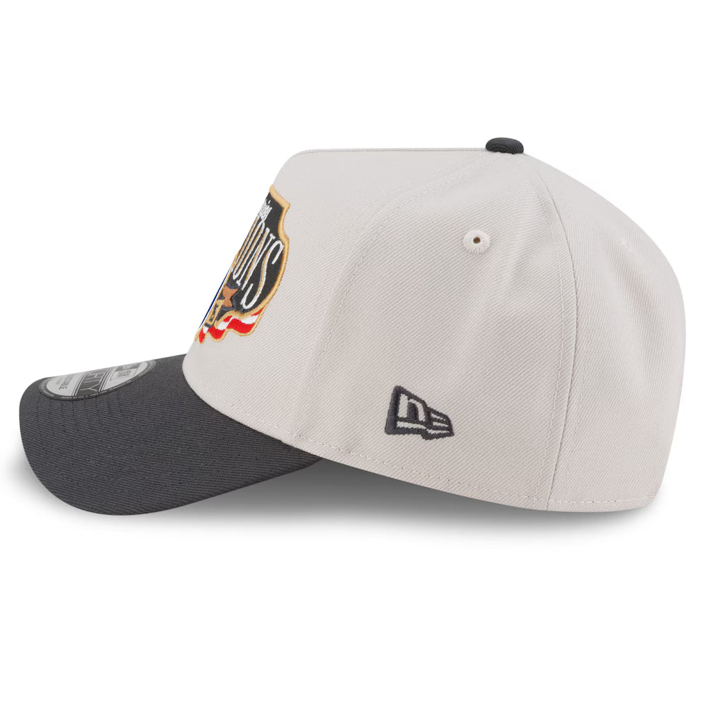 Los Angeles Dodgers New Era 2025 World Series Champions Locker Room A-Frame 9FORTY Adjustable Hat - Cream/Charcoal
