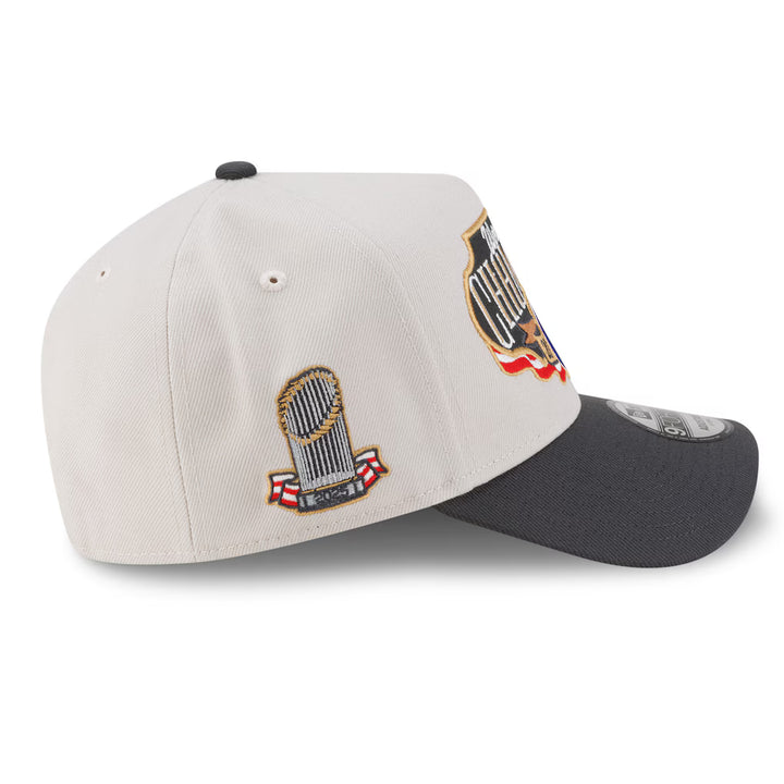 Los Angeles Dodgers New Era 2025 World Series Champions Locker Room A-Frame 9FORTY Adjustable Hat - Cream/Charcoal
