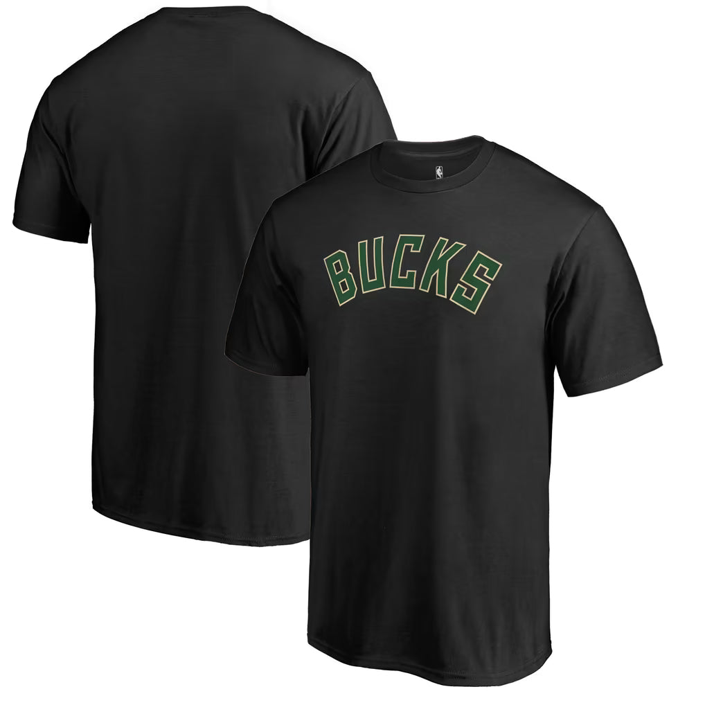 Milwaukee Bucks 47 Brand Wordmark T-Shirt — Black/Green
