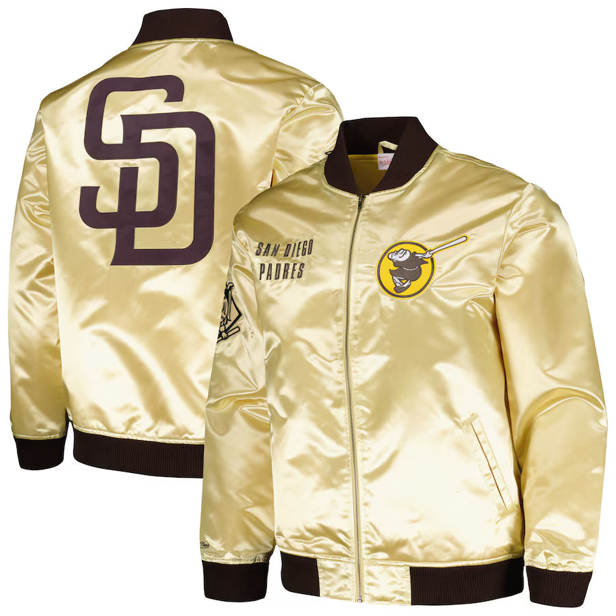 San Diego Padres Mitchell & Ness Gold OG 2.0 Lightweight Satin Full-Zip Jacket