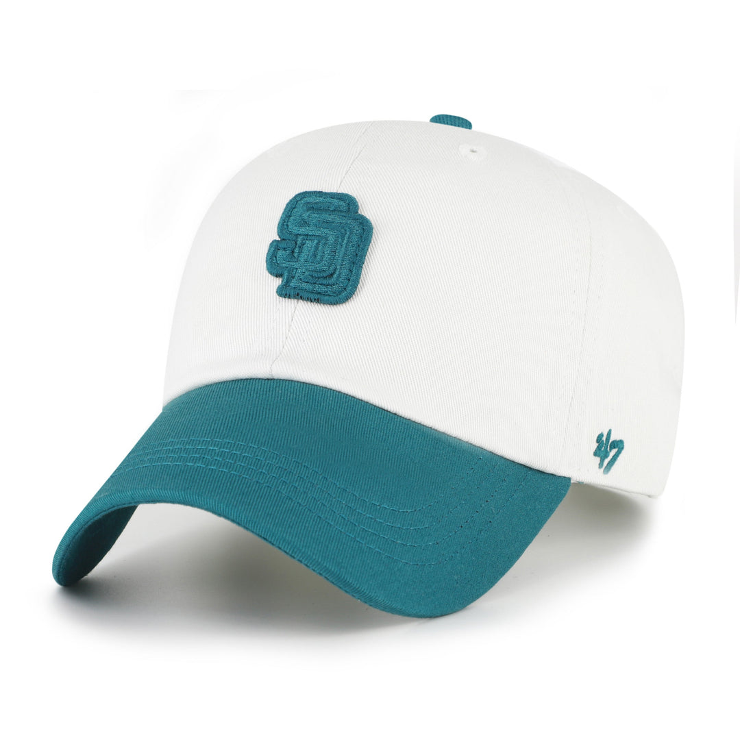 San Diego Padres 47 Brand Two-Tone Clean Up Adjustable Hat — Natural/Teal — front product view