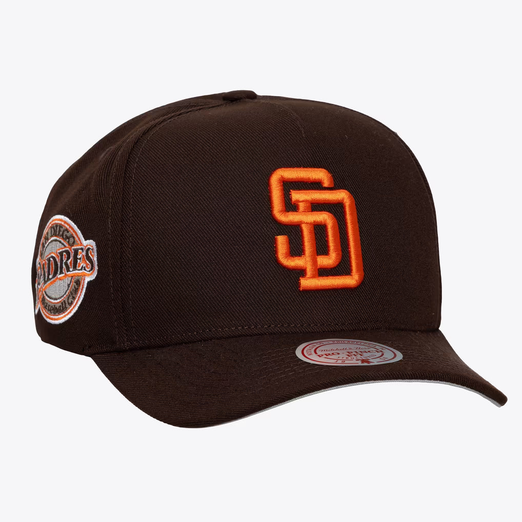 San Diego Padres Mitchell & Ness Brown Cooperstown Double Clutch Pro Pinch Snapback Hat
