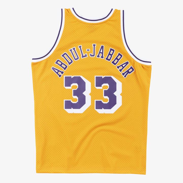 Los Angeles Lakers Mitchell & Ness Kareem Abdul-Jabbar #33 Road Swingman Jersey 1984-85 - Light Gold