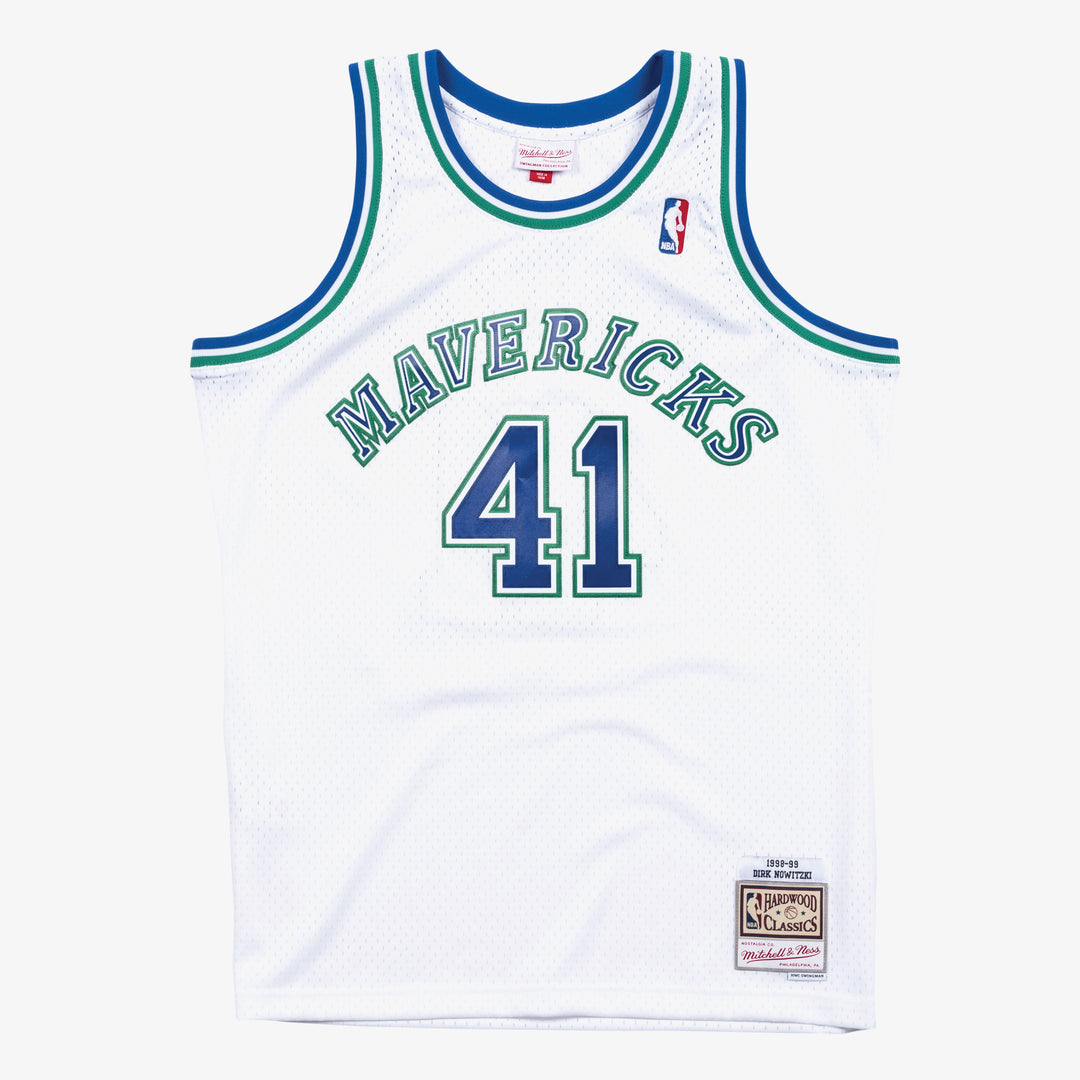 Dallas Mavericks Mitchell & Ness Dirk Nowitzki #41 White 1998-99 Hardwood Classics Swingman Jersey