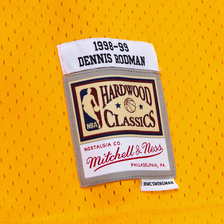 Los Angeles Lakers Mitchell & Ness Dennis Rodman 73 Gold 1998-99 Hardwood Classics Swingman Jersey