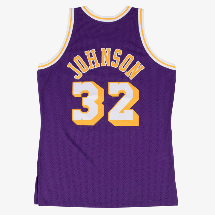 Los Angeles Lakers Mitchell & Ness Magic Johnson #32 1984-85 Road Swingman Jersey - Purple